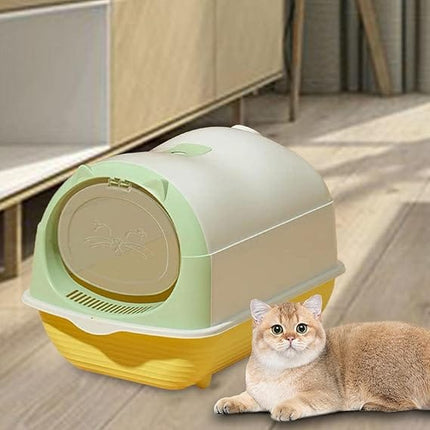 Ziggy Pupps Cat Enclosed Cat Litter Box with High Sides 33×46×35 cm Light Green