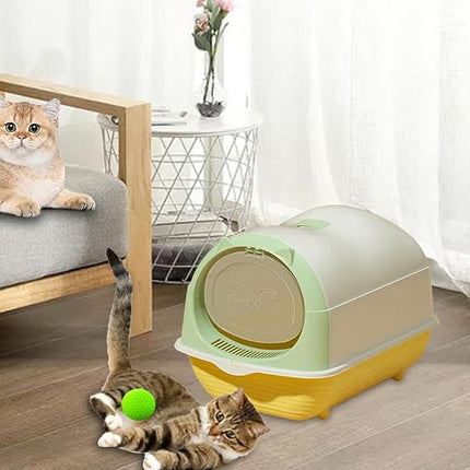 Ziggy Pupps Cat Enclosed Cat Litter Box with High Sides 33×46×35 cm Light Green