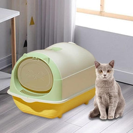 Ziggy Pupps Cat Enclosed Cat Litter Box with High Sides 33×46×35 cm Light Green