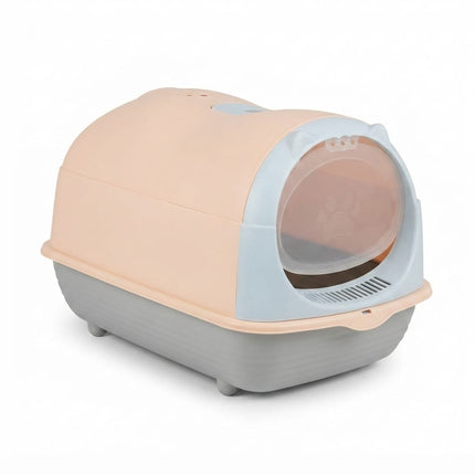 Ziggy Pupps Cat Enclosed Cat Litter Box with High Sides 33×46×35 cm Pink