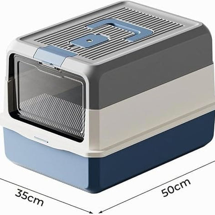 Ziggy Pupps Cat Enclosed Cat Litter Box with Scoop Odor Control Design 50 × 35 cm Grey