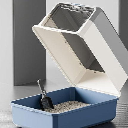 Ziggy Pupps Cat Enclosed Cat Litter Box with Scoop Odor Control Design 50 × 35 cm Grey