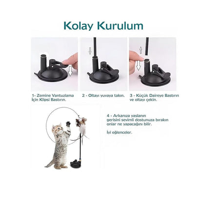 Ziggy Pupps Cat Feather Wand Cat Toy with Suction