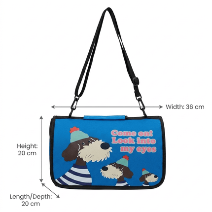 Ziggy Pupps Cat Foldable Soft Sided Cat Travel Carrier Bag Blue Dog Print Size 36 × 20 × 20 cm