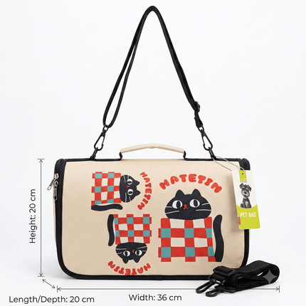 Ziggy Pupps Cat Foldable Soft Sided Cat Travel Carrier Bag Cute Cartoon Print Size 36 × 20 × 20 cm