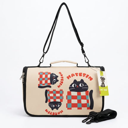Ziggy Pupps Cat Foldable Soft Sided Cat Travel Carrier Bag Cute Cartoon Print Size 36 × 20 × 20 cm