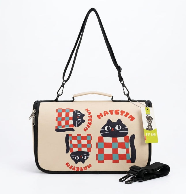 Ziggy Pupps Cat Foldable Soft Sided Cat Travel Carrier Bag Cute Cartoon Print Size 36 × 20 × 20 cm