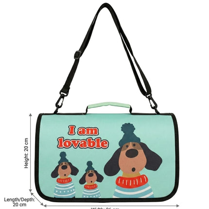 Ziggy Pupps Cat Foldable Soft Sided Cat Travel Carrier Bag Light Blue Dog Design Size 36 × 20 × 20 cm
