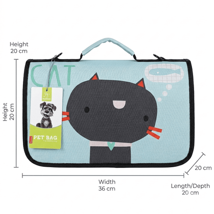 Ziggy Pupps Cat Foldable Soft Sided Cat Travel Carrier Bag Mint Green Cat Design Size 36 × 20 × 20 cm