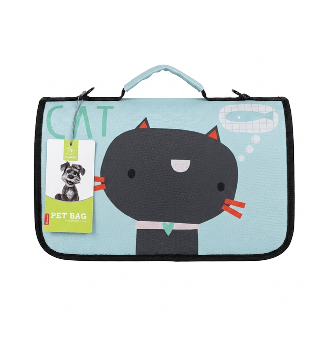 Ziggy Pupps Cat Foldable Soft Sided Cat Travel Carrier Bag Mint Green Cat Design Size 36 × 20 × 20 cm