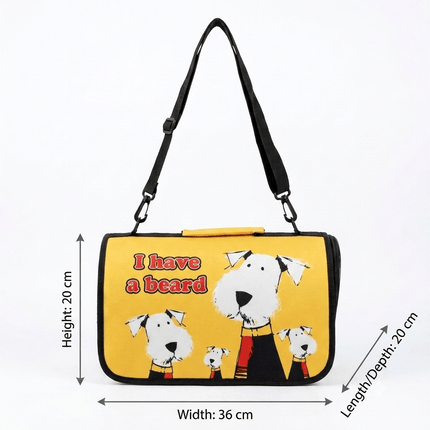 Ziggy Pupps Cat Foldable Soft Sided Cat Travel Carrier Bag Yellow Dog Design Size 36 × 20 × 20 cm