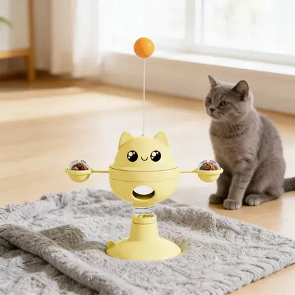 Ziggy Pupps Cat Funny Cat Teaser Toy  Interactive Treat Dispensing Toy with Strong Suction Cup Yellow