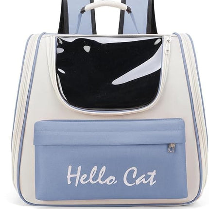 Ziggy Pupps Cat Hello Cat Breathable Travel Pet Backpack Carrier Light Blue