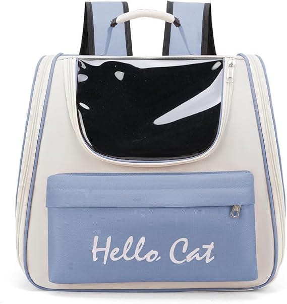 Ziggy Pupps Cat Hello Cat Breathable Travel Pet Backpack Carrier Light Blue