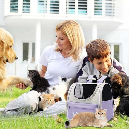 Ziggy Pupps Cat Hello Cat Breathable Travel Pet Backpack Carrier Purple