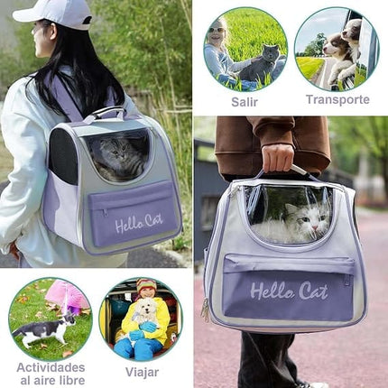 Ziggy Pupps Cat Hello Cat Breathable Travel Pet Backpack Carrier Purple