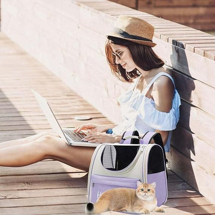 Ziggy Pupps Cat Hello Cat Breathable Travel Pet Backpack Carrier Purple