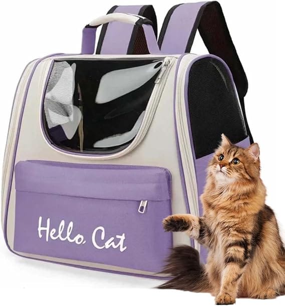 Ziggy Pupps Cat Hello Cat Breathable Travel Pet Backpack Carrier Purple