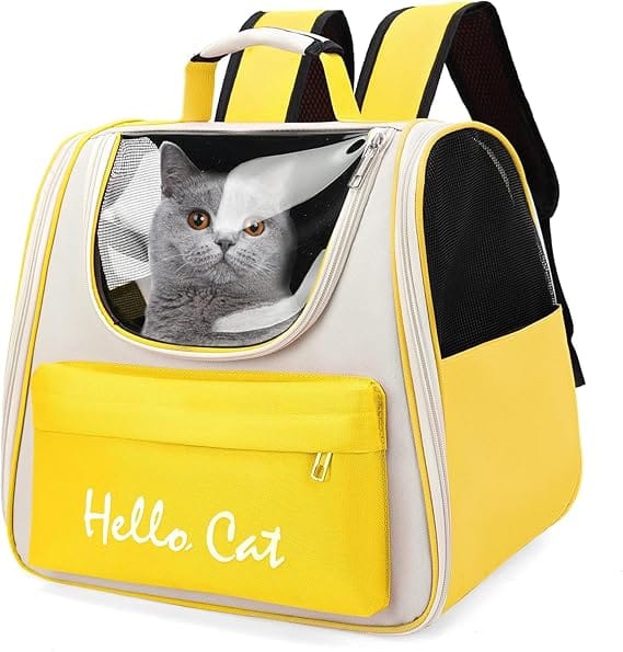 Ziggy Pupps Cat Hello Cat Breathable Travel Pet Backpack Carrier Yellow
