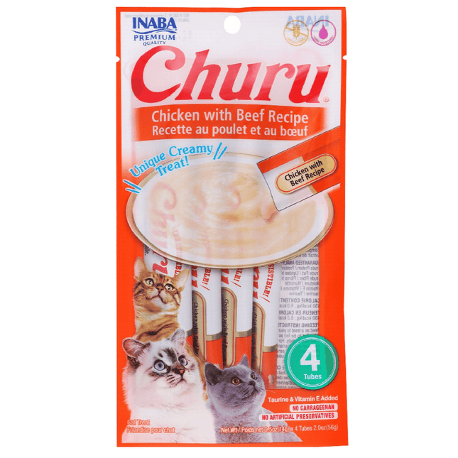 Ziggy Pupps Cat Inaba Churu Creamy Cat Treats with Chicken and Beef 4 in 14 gr