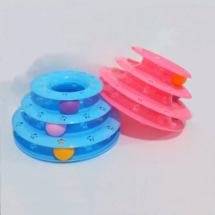 Ziggy Pupps Cat Interactive 3 Level Cat Toy Roller Track Toy with Colorful Balls for Mental Stimulation Blue