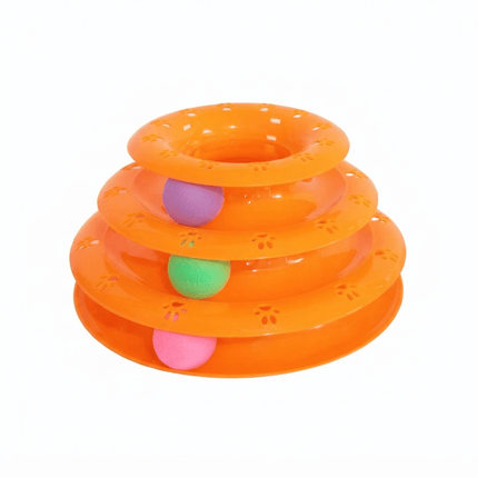 Ziggy Pupps Cat Interactive 3 Level Cat Toy Roller Track Toy with Colorful Balls for Mental Stimulation Orange