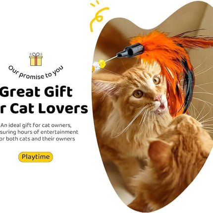 Ziggy Pupps Cat Interactive Cat Feather Wand Toys Colorful Teaser Wands with Bells