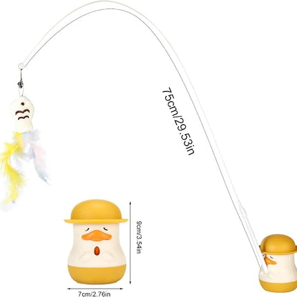Ziggy Pupps Cat Interactive Cat Teaser Cat Toy with Feathered Fish Interchangeable Teaser Heads 360 Degree Rotating Duck Base Detachable