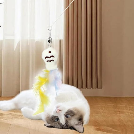 Ziggy Pupps Cat Interactive Cat Teaser Cat Toy with Feathered Fish Interchangeable Teaser Heads 360 Degree Rotating Duck Base Detachable