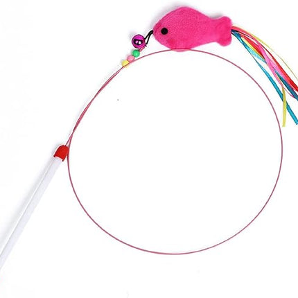 Ziggy Pupps Cat Interactive Cat Wand Toy with Plush and Ribbons