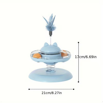Ziggy Pupps Cat Interactive Spring Cat Toy Turntable Toy with Feather And Rolling Balls for Indoor Cats Green