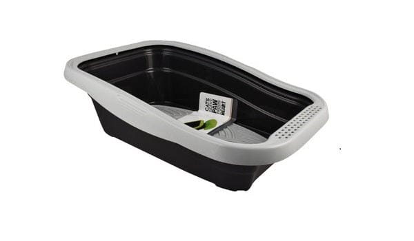 Ziggy Pupps Cat MPS Cat Litter Tray with Rim Black And Gray