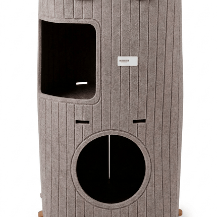 Ziggy Pupps Cat Multi Level Felt Cat House And Activity Condo with Teaser Ball Gray
