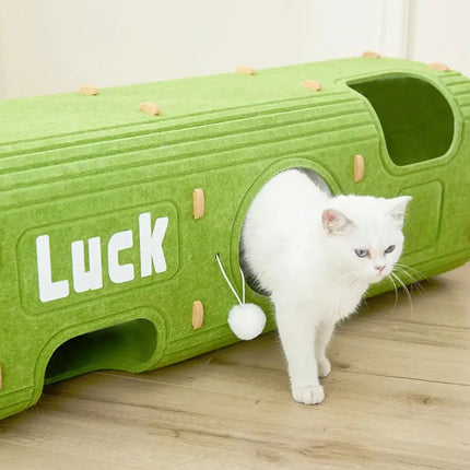 Ziggy Pupps Cat Multi Level Green Felt Cat Tree Tower with Interactive Ball and Resting Condos 90x30x30 cm