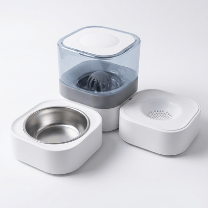 Ziggy Pupps Cat Naomi Automatic Pet Water Fountain with Feeder Bowl Size 30 × 30 × 16 cm
