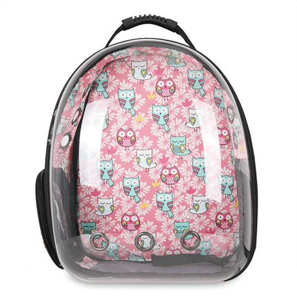 Ziggy Pupps cat Panoramic Space Capsule Pet Carrier Backpack Pink Owl Print