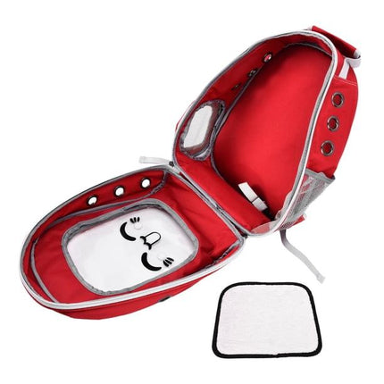 Ziggy Pupps cat Pet  Back Bag Tranparent Pet Bag for Cats And Small Dogs Red