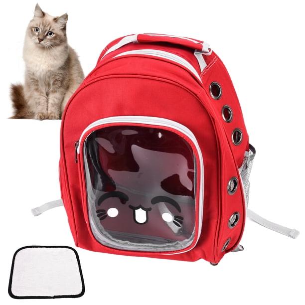 Ziggy Pupps cat Pet  Back Bag Tranparent Pet Bag for Cats And Small Dogs Red