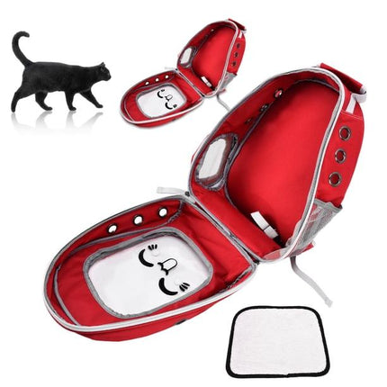 Ziggy Pupps cat Pet  Back Bag Tranparent Pet Bag for Cats And Small Dogs Red
