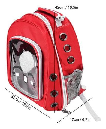 Ziggy Pupps cat Pet  Back Bag Tranparent Pet Bag for Cats And Small Dogs Red