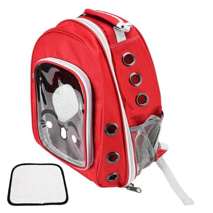 Ziggy Pupps cat Pet  Back Bag Tranparent Pet Bag for Cats And Small Dogs Red