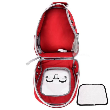 Ziggy Pupps cat Pet  Back Bag Tranparent Pet Bag for Cats And Small Dogs Red