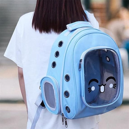 Ziggy Pupps cat Pet  Back Bag Tranparent Pet Bag for Cats And Small Dogs Sky Blue