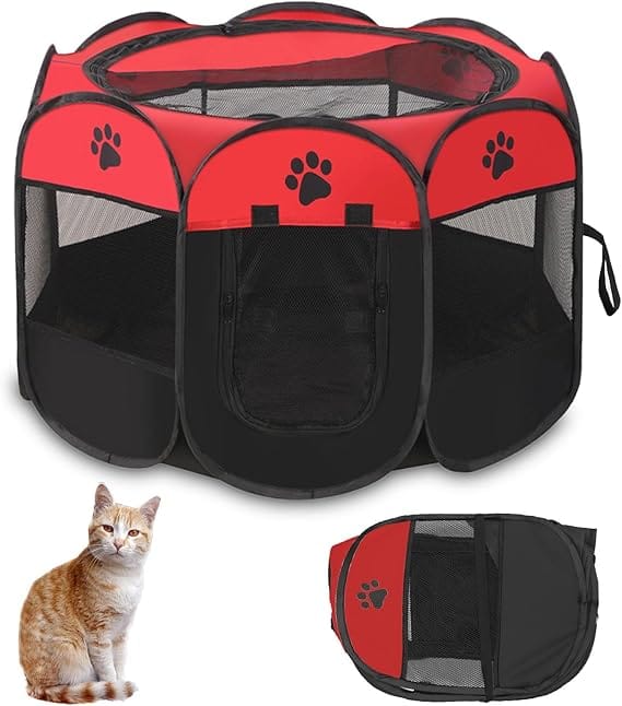 Ziggy Pupps Cat Pet playpen for small dogsAnd  cats foldable kennel small Red