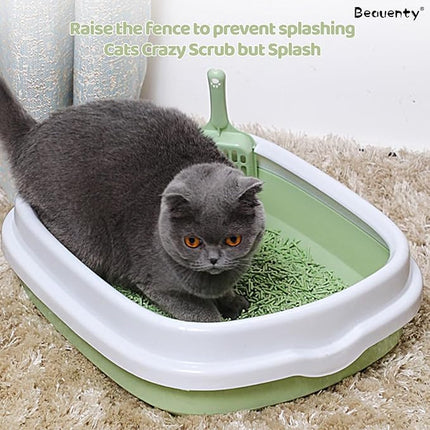 Ziggy Pupps Cat Plastic Cat Litter Box Cat Toilet With Border 40x25x15cm Mint Green S