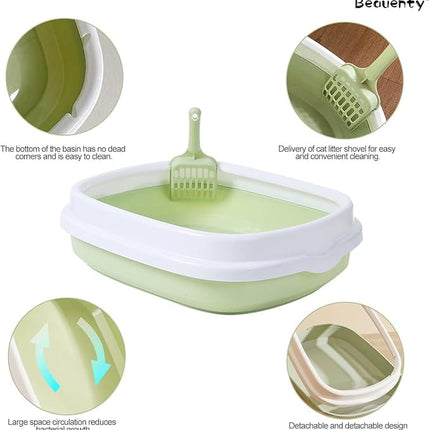 Ziggy Pupps Cat Plastic Cat Litter Box Cat Toilet With Border 40x25x15cm Mint Green S