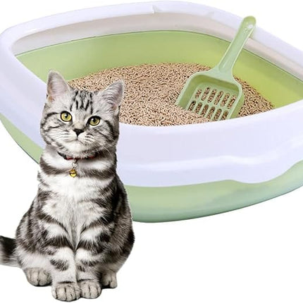 Ziggy Pupps Cat Plastic Cat Litter Box Cat Toilet With Border 40x25x15cm Mint Green S
