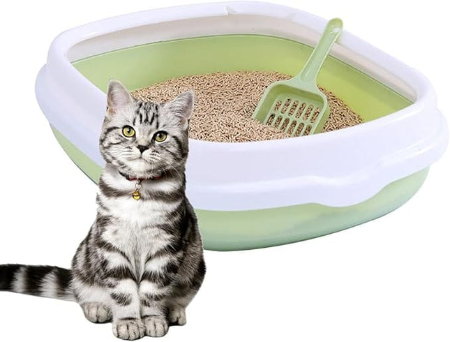 Ziggy Pupps Cat Plastic Cat Litter Box Cat Toilet With Border 40x25x15cm Mint Green S