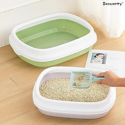 Ziggy Pupps Cat Plastic Cat Litter Box Cat Toilet With Border 40x25x15cm Mint Green S