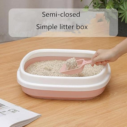 Ziggy Pupps Cat Plastic Cat Litter Box Cat Toilet With Border 40x25x15cm Pink S